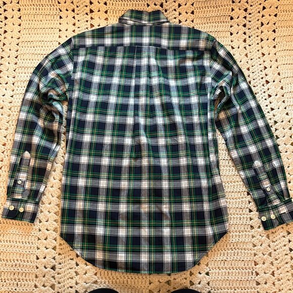 Lauren Ralph Lauren Navy/Green/Yellow Plaid Classic Cotton Button Front Shirt 2P - Picture 5 of 9